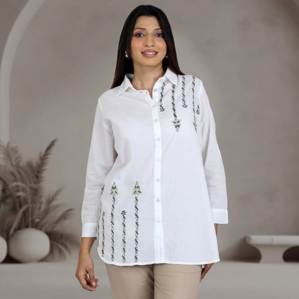 MYRA  HAND EMBROIDERED PURE COTTON SHIRT For Discount