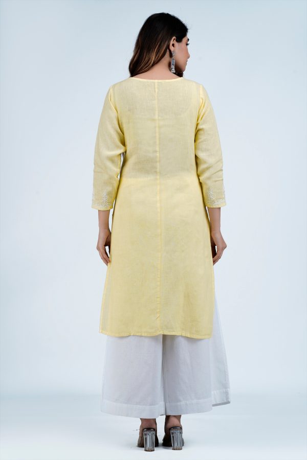 TISTA Linen-Cotton Hand Embroidered Tunic Kurti: Made to Order Customizable Hot on Sale