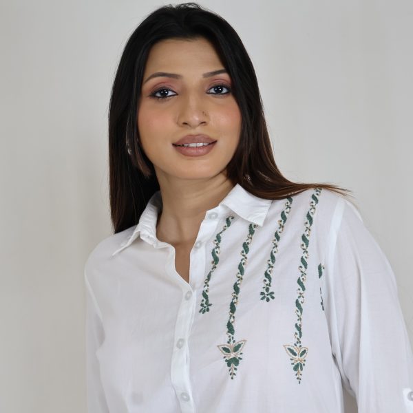 MYRA  HAND EMBROIDERED PURE COTTON SHIRT For Discount