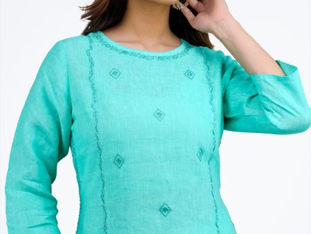 JUHI Linen-Cotton Hand Embroidered Tunic Kurti: Made to Order Customizable Hot on Sale