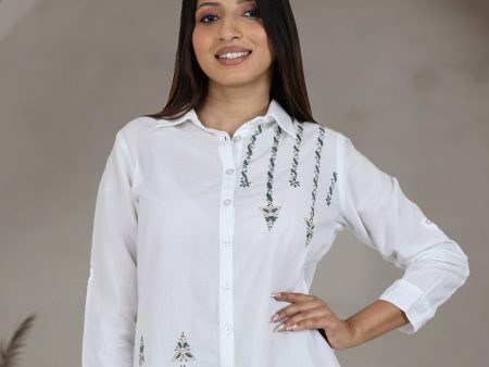 MYRA  HAND EMBROIDERED PURE COTTON SHIRT For Discount