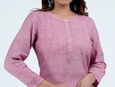 JAYA Linen-Cotton Hand Embroidered Tunic Kurti: Made to Order Customizable Online now