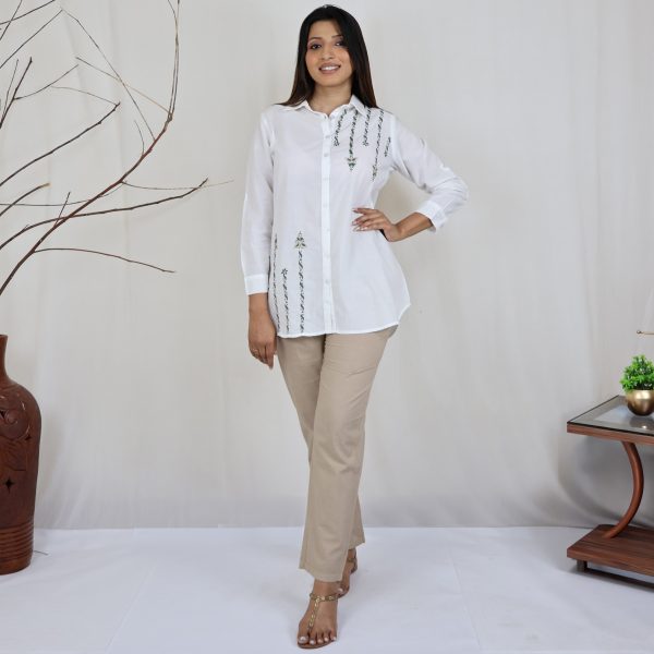 MYRA  HAND EMBROIDERED PURE COTTON SHIRT For Discount