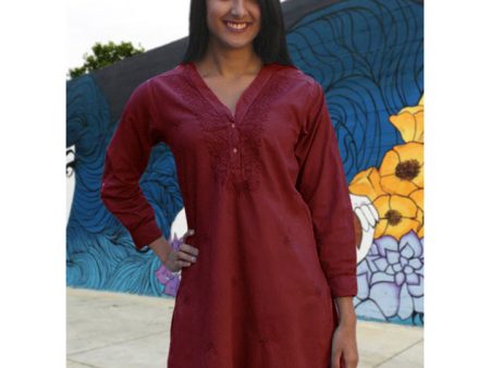 Uma Hand Embroidered Pure Cotton Shirt Tunic (Plus Sizes) Cheap