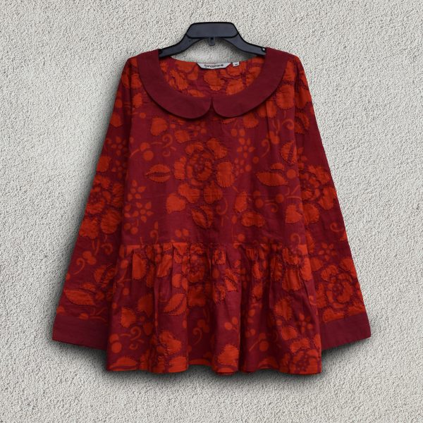 AVNI Printed Soft Cotton Hand Embroidered Peplum Top: Made to Order Customizable Fashion