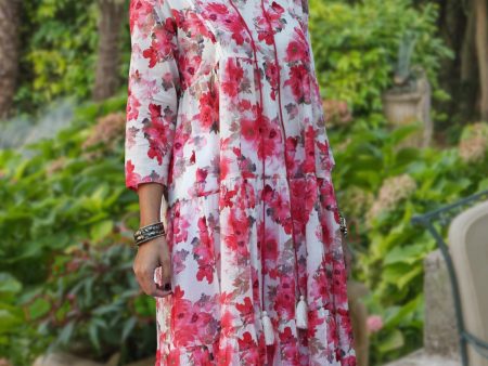 Aira Printed Pure Soft Cotton Tiered Long Tunic Kurta Dress: Regular and Plus Sizes, Made to Order Customizable Online Sale