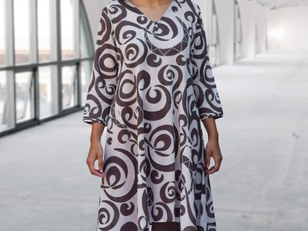 Amy Printed Pure Soft Cotton Uneven Hem Long Tunic Kurta Dress: Made to Order Customizable on Sale