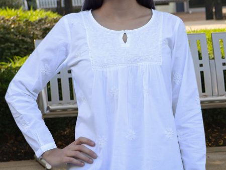 LISA Pure Cotton Hand Embroidered Boho Top, Blouse For Discount