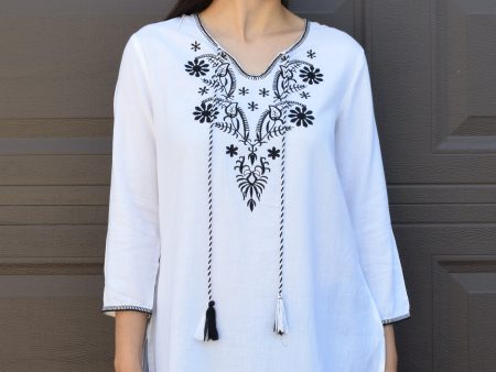 AYO Pure Cotton, Embroidered Tunic, Top, Kurti, with Tassles Online Sale